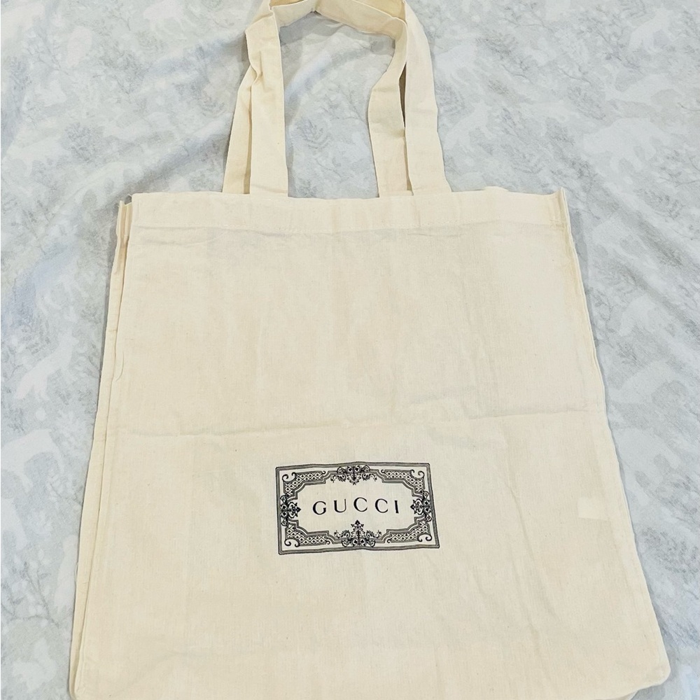 Authentic New Gucci Reusable Canvas Tote Shopping Shoulder Bag Cotton